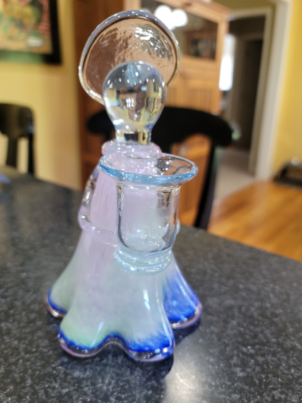 Hand-Blown Glass Angel Figurine in Pink, Green and Blue